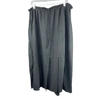 Falda Cynthia Ashby Negra Lino Lagenlook Paneles Asimétricos Plisados Talla Grande Foto 1 de 4