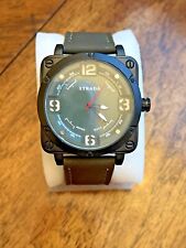 STRADA Japanese Movement Watch with Olive Green Faux Leather Band and Stainless 