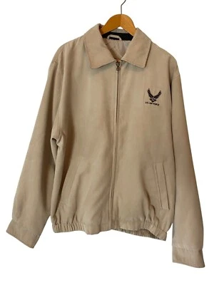 Chaqueta ligera beige Falcon Cutter & Buck de la Fuerza Aérea de los Estados Unidos cremallera frontal grande Foto 1 de 4