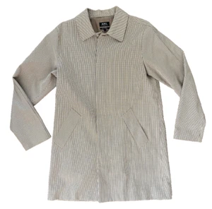 APC Trench Coat Houndstooth Gabardine "Emilien" Beige Raincoat LARGE NWOT - Picture 1 of 10