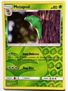 REVERSE HOLO Metapod 2/149 casi nuevo - arte de arcilla Yuka Morii - tarjeta Pokémon Sun Moon - Imagen 1 de 3