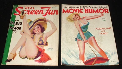 LQQK 2 vintage 1934/35 MOVIE HUMOR/SCREEN FUN, risque showgirls & movie stars - Image 1 of 4