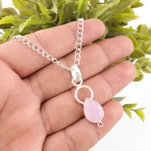 Rosa Calcedonio Gemma 925 Argento Sterling Gioielli Mano Ciondolo Donna Regalo - Foto 1 di 3