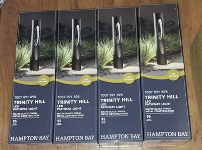 Hampton Bay Trinity Hill 100 流明低电压哑光黑色 LED 路径灯 4PK — 第 1/4 张图片