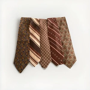 Vintage Braun Mix Herren Gemustert Materialmix Designs Konvolut Krawatte Krawatten x5 - Bild 1 von 4
