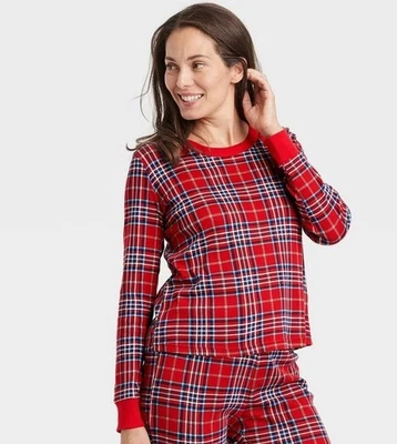 Camisa de pijama familiar a juego de vacaciones de algodón a cuadros roja de Wondershop XS #7169 Foto 1 de 4