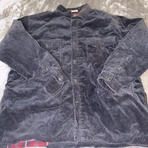VINTAGE Corduroy Jacket Mens XXL Flannel Lined Chore Coat Black For Repair READ - Picture 1 of 21