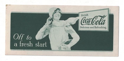 Blotter de tinta COCA COLA 1930 de colección "Off to a Fresh Start" publicidad efímera Foto 1 de 2