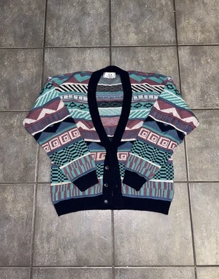Vintage Jed Cardigan Sweater Coogi Style Men's Size M Multicolor Y2K 90's Cosby - Image 1 of 4