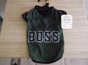 Bond & Co NEW Dog Shirt "furry BOSS" size SM 13" to 15" Green & Camo - Picture 1 of 5