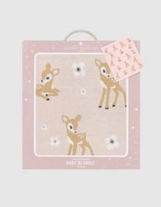 LIVING TEXTILES 100% Cotton Whimsical Fawn Blanket - BRAND NEW - Picture 1 of 4