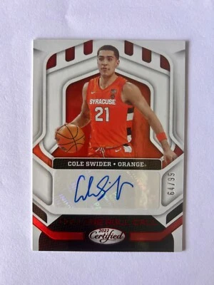 2022-23 Chronicles Certified Cole Swider Rookie Autograph SP #64/99 RC Auto Card - Image 1 of 2