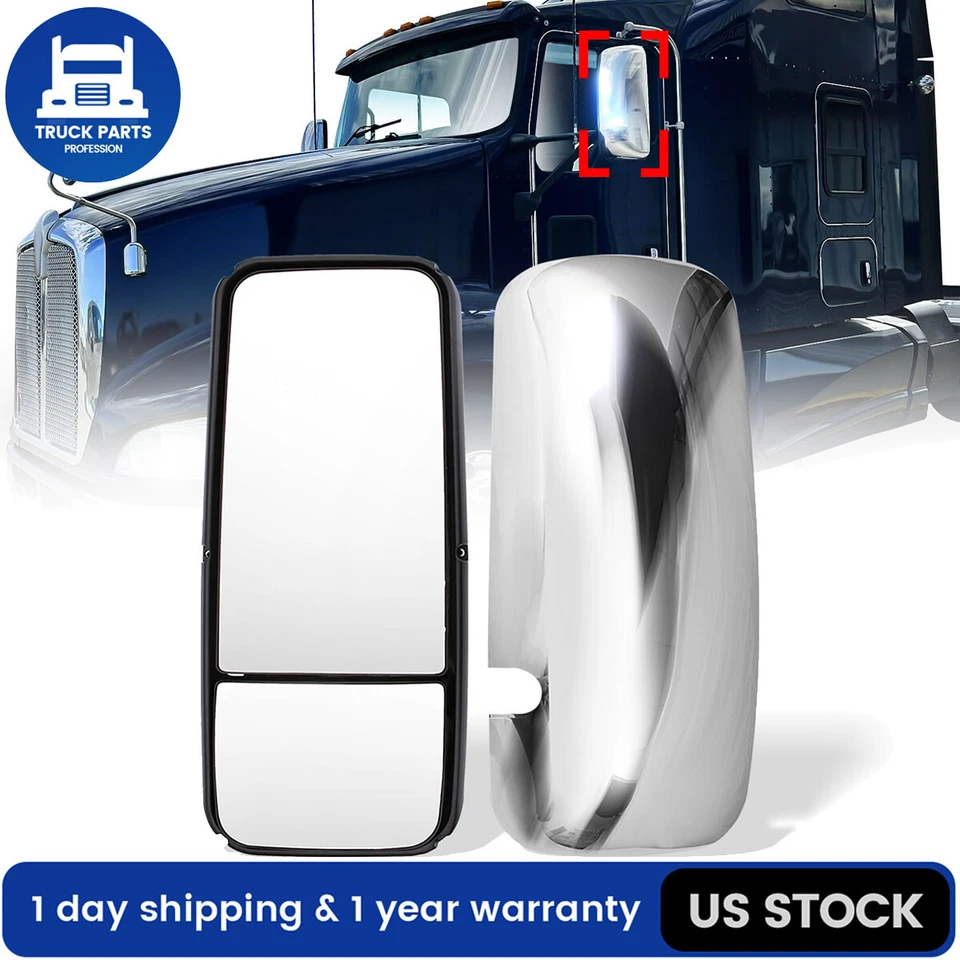 Chrome Door Mirror Power Heated For 2008-2016 Kenworth T600 T660 Driver Side LH Foto 1 de 4