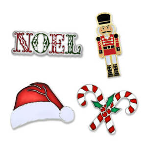 PinMart's Festive Christmas Holiday Candy Cane Noel Enamel Lapel Pin Set