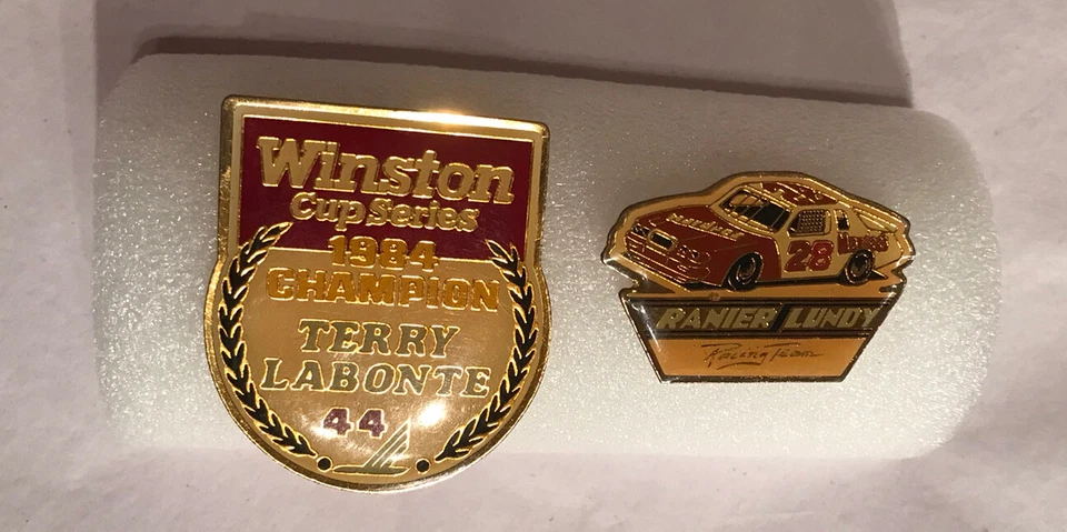 Set of 2 Vintage 1984 Nascar Lapel Pins Terry Labonte & Ranier Lundy - Image 1 of 4