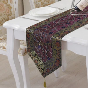Corredor de mesa indio color púrpura flor Zari corredor mesa de comedor decoración 14x72 pulgadas - Imagen 1 de 6