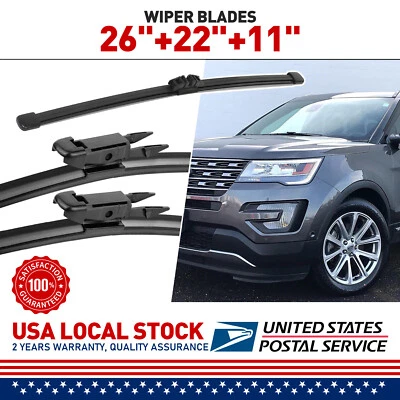 Paquete completo de 3 limpiaparabrisas para Ford Explorer 2011-2019 26"+22"+11"- 19260/19220/11G Foto 1 de 4