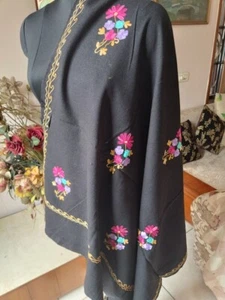 FLORAL CREWEL EMBROIDERY WOOL PASHMINA WRAP KASHMIRI SHAWL~4 DESIGN CHOICE - Picture 1 of 12