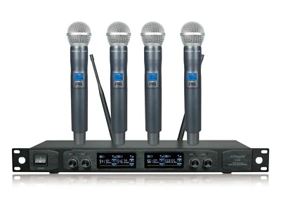 GTD Audio 4 Channel UHF Cordless Wireless 4 Microphones System Mic K-400 - Image 1 of 3