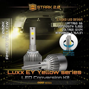 66W 5200LM Flip COB LED Kit 3000K Yellow Bulbs Fog Lights - 880 881 893 899 - Picture 1 of 8