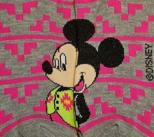 Disney MICKEY MOUSE Women Size 4-10 Casual Funny No-Show Sock Gray Pink - Picture 1 of 12