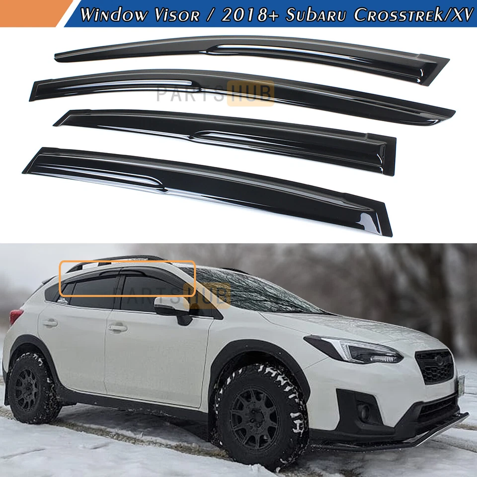 Para 2018-2023 Subaru Crosstrek XV 3D viseiras de janela estilo Mugen onduladas protetores de chuva - Imagem 1 de 4
