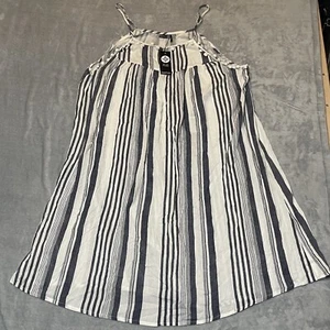 New Boohoo Strappy Black & White Stripe Size 20 Maxi Swing Dress Boho PomPom Y2K - Picture 1 of 12