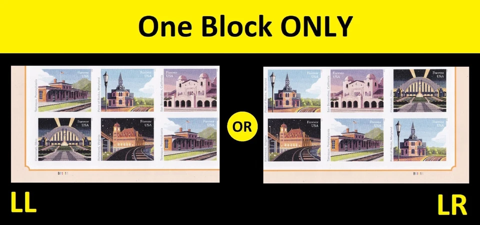 US 5758a-5762a 5762c Railroad Stations imperf NDC plate block 6(2x3) MNH 2023 - Image 1 of 1