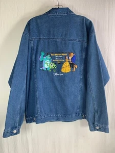 Disney Store Two Worlds Meet Grand Prize Denim Jacket Monsters Inc Beauty Beast - Picture 1 of 5