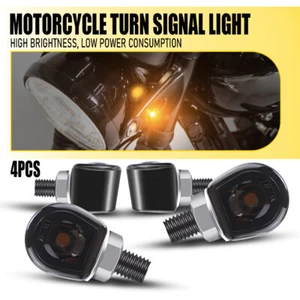 4X Motorcycle LED Turn Signal Mini Blinker Indicator Light Amber Black Universal - Picture 1 of 13