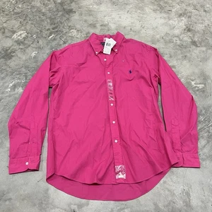 Camisa Polo Ralph Lauren Calce Personalizado Para Hombre Talla L Rosa Caliente Con Botones 100% Algodón - Imagen 1 de 6