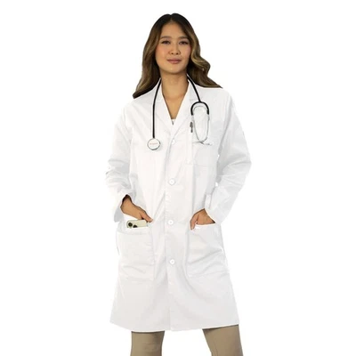 HeedFit Unisex 40" Lab Coat Poly-Cotton Long Sleeve, 5 Pockets and Pen Slot - Image 1 of 4