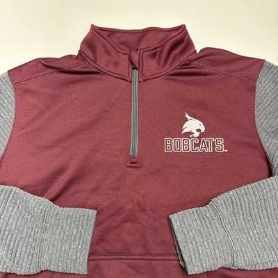 Sudadera Pullover con Logotipo de Bobcats de la Universidad Estatal de Texas 1/4 Cremallera Para Hombres Talla M Granate Foto 1 de 4