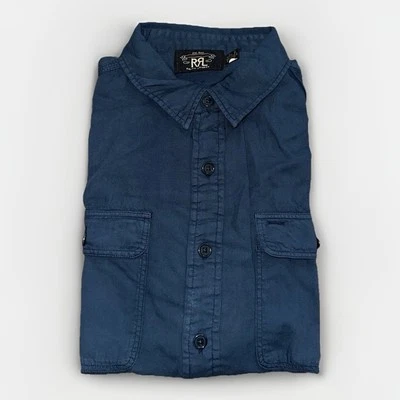Double RL-RRL Button-Up Navy Shirt with Chest Pockets Sz Small - Image 1 of 3