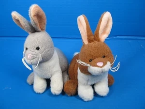 Animal Adventure Lot of 2 Bunny Rabbit 6" Plush Stuffed Animal Toy Gray Brown - Picture 1 of 11