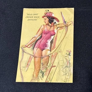 Vintage Pinup Firefighter Girl Card - Picture 1 of 3