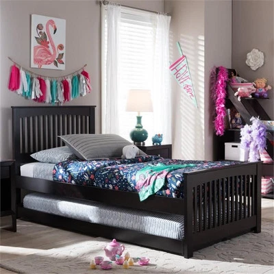 Hevea Twin Platform Bed in Dark Brown Foto 1 de 4