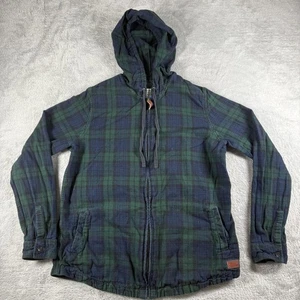 LL Bean Jacket Womens Small Tall Hooded Flannel Blackwatch Zip Shacket Sweater - Picture 1 of 15