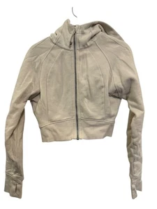 Felpa con cappuccio e zip Lululemon Scuba bianca donna 6 fori per pollice misto cotone avorio - Foto 1 di 8