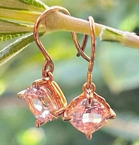 9carat Created Pink Sapphire Earrings - Picture 1 of 7
