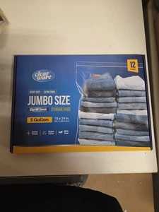 12 Large Storage Bags With Zipper Top - 5 Gallon Bags 18" x 24", Extra Large ... - Picture 1 of 4