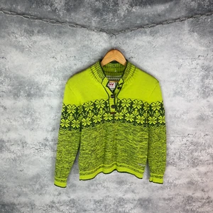 Men’s Spieth & Wensky Sweater Green Wool Snowflake Bavarian Style Size L - Picture 1 of 7