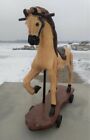 Antique Primitive Wooden Horse Childs Pull Toy - Free Shipping