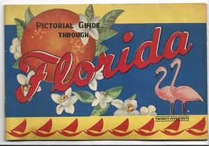 VINTAGE PICTORIAL TRAVEL GUIDE BOOKLET THRU FLORIDA,FL, & MAP,LOTS OF PICS - Picture 1 of 2