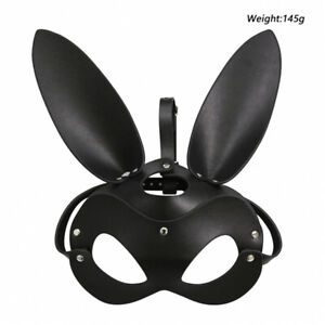 Black Erotic Bondage Leather Bunny Animal Mask Sexy Roleplay Cosplay Gothic