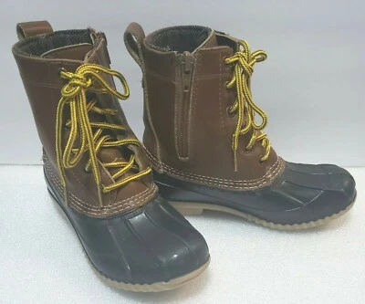 Bass Duckling Boots Kids Size 1M Snow Rain Mud Lace & Zippered Pre-owned VG  - Image 1 of 4