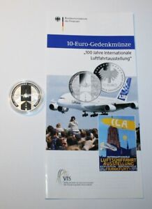 10 Euro 2009 " 100 Jahre Luftfahrtausstellung " Spiegelglanz OVP 925 Silber VfS