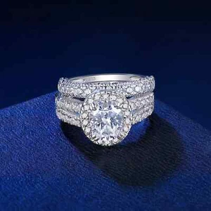 1.50Ct Oval D/VVS1 Moissanite Bridal-Set Engagement Ring 14 White Gold Plated - Picture 1 of 6