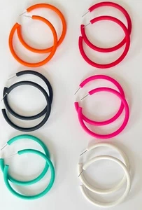 Fashion Colourful Round Hoop Acrylic Earrings - Picture 1 of 17