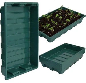 10 Pack Strong Plant Growing Trays, Extra Strength Durable Black Plastic Seed St - Picture 1 of 12